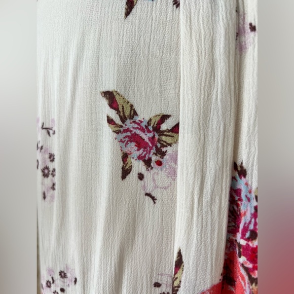 Free People Tree Swing Cream Pink Floral Mini Dress Tunic With Pockets Size S/M - Picture 9 of 17